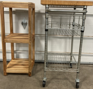 Rolling Cart w/ Cutting Board, Wood Shelf