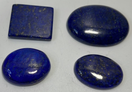 (4) Lapis Lazuli Cabochon Gemstones 74.6ct, 40.2ct, 37.25ct, 28.70ct