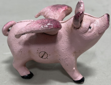 (1) Cast Iron Flying Pig Piggy Bank