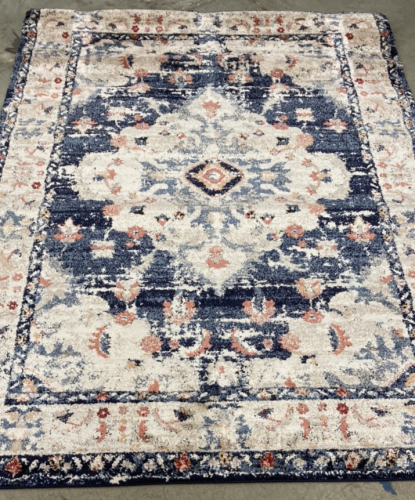 5’3” x 7’ Blue/Off-White Traditional Area Rug