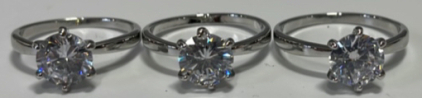 (3) Beautiful Cubic Zirconium Ladies Rings Sizes 7,8,and 9