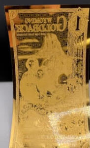 $1 Wyoming Goldback - Reverentia, 1/1000th Troy Oz .9999 Gold-Backed Bill