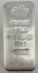 PAMP Suisse 1 Kilo Bar, .999 Pure Silver