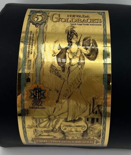 $5 Nevada Goldback - 1/200th Troy Oz .9999 Gold-Backed Bill