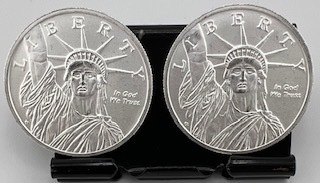 (2) 1/2 Troy Ounce Statue of Liberty Silver Round, .999 Pure