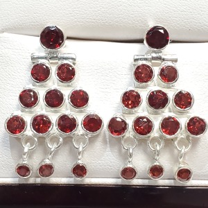 Silver Garnet(8ct) Earrings