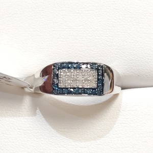 Silver Blue Diamonds(0.26ct) White Diamonds(0.18ct) Ring