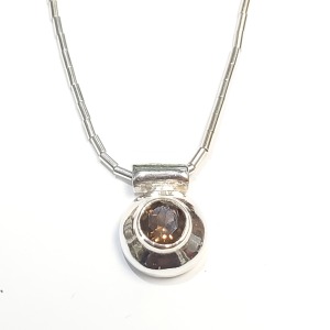 Silver Smokey Quartz Necklace