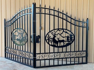 20' Wrought Iron Custom Driveway Gates -Idaho Wildlife