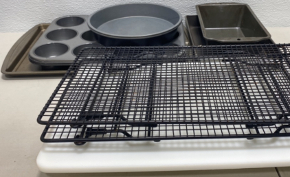 (2) Muffin Pans, (1) Large Cookie Pan, and more Pans and other Kitchen Items