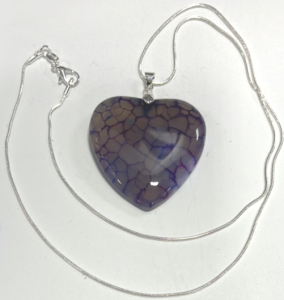(1) Purple Dragon Veins Agate Gemstone .925 Necklace