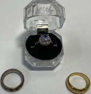 (1) Precious Gem Ladies Ring Size 5-1/2, (1) Yellow Hearts Ladies Ring Size 8, (1) Gold Toned Ladies Ring Size 7-1/2