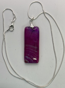 (1) Beautiful Lavender Striped Agate Gemstone .925 Necklace