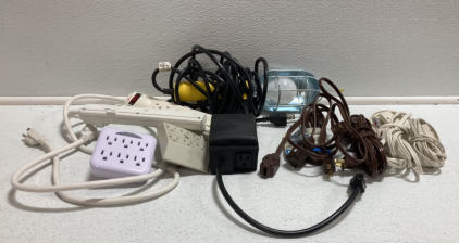 Hanging Shop Light, Various Extension Cords and Serge Protectors