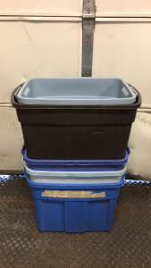 (5) Rubbermaid Totes with Out lids