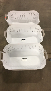 (3) White Landry Baskets