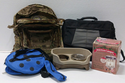 Hiking Backpack, Laptop Case, Double Mantel Propane Lantern And More