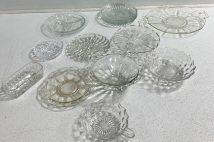 Glass Butter Dish, Glass Serving Plates And Bowls