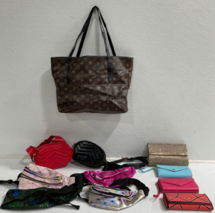 (6) Fanny Packs, (3) Wallets, Purse, Clutch