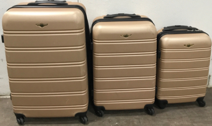 3PC Metallic Pink Suitcase Set