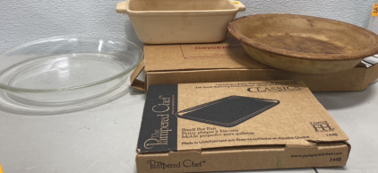 (1) Small Bread Pan (1) Pirax Glass Bowl, (1) Gingerbread Mold, and more!