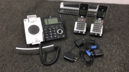 (2) Cordless Phones, Corded Phone, 3 Hole-Puncher