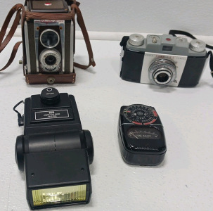 (2)Vintage Kodak Camers, Flash And Exposure Meter