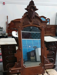 Vintage Marble Top Dresser With Vanity Mirror