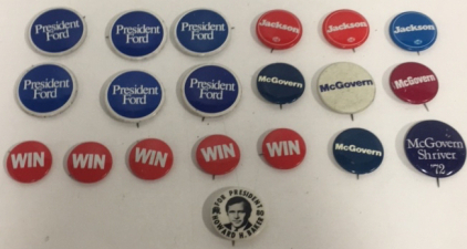 (20) Vintage Political Campaign Pins Including Gerald Ford