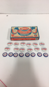 (1) Box Of Richard Nixon Swell Presidental Buble Gum Cigars (20) Richard Nixon Campaign Buttons
