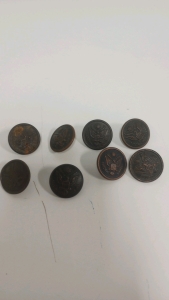 (8) Vintage Brass Military Buttons