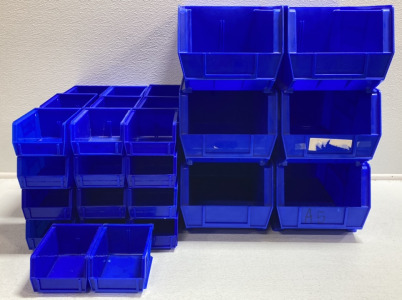 (6) 14”x8” Stacking Storage Containers, (38) 5”x4” Stacking Storage Containers