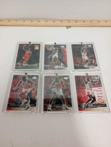 (1) 1992-93 Fleer Ultra Michael Jordan Slam Dunk Basketball Card (5) 1999 Upper Deck Air of Greatness Michael Jordan Basketball Cards