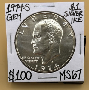 1974-S MS67 Gem Silver Ike Eisenhower Dollar