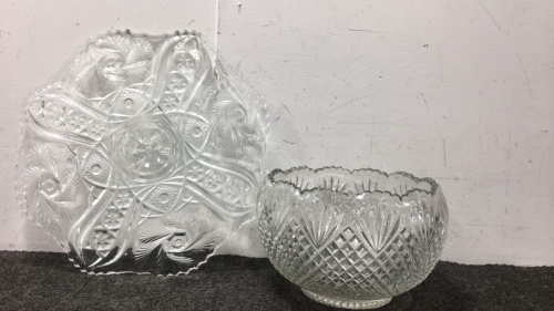 Crystal Serving Tray And Punch bowl