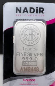1 Ounce Nadir Silver Bar - With Assay Package, .999 Pure