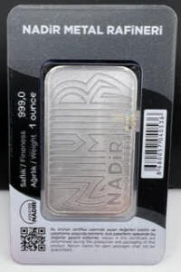 1 Ounce Nadir Silver Bar - With Assay Package, .999 Pure