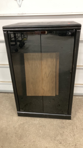 Glass Door Black Cabinet w/ Wheels