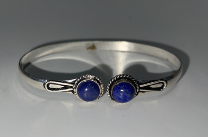 (1) Ladies Lapis Lazuli Gemstone .925 Silver Bracelet