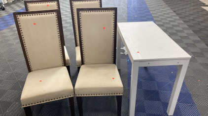 (4) High Back Dining Chairs, White Desk