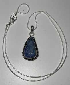 (1) Lapis Lazuli Teardrop Gemstone .925 Necklace