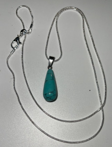 (1) Turquoise Waterdrop Gemstone .925 Necklace