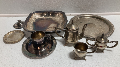 Silver: Trays, Tea Set, Small Plates, Unknown Lid