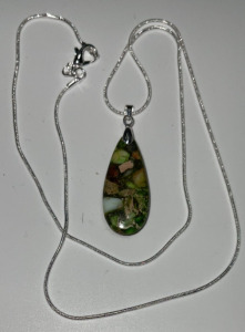 (1) Green Sea Sediment Jasper .925 Necklace