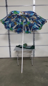 Collapsible Camping Table with Sun Shade Umbrella