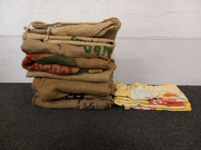 8 Burlap Sacks & 3 Sourghum Sacks