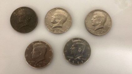 Kennedy Silver Half Dollars x5
