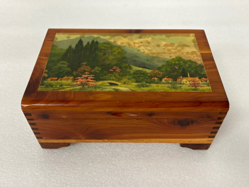 Vintage Wooden Jewelry Box With Assorted Jewelry