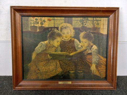Antique Wooden Framed Painting "The Fairy Tale" By Walter Firle