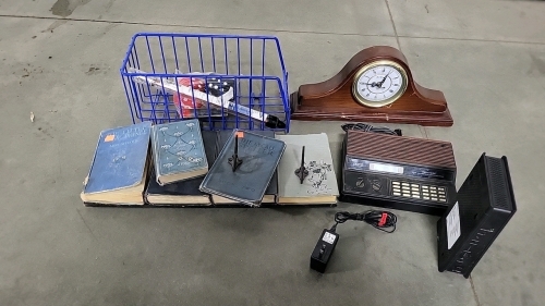 Working Mantle Clock, Jacket Hanger, 60 Channel Pro-2024 AM/FM Firect Entry Scanner, and More